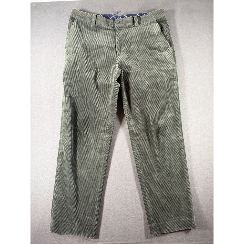Brooks Brothers Clark Fit Corduroy Pants Mens 36x30 Olive Green Stretch Trouser